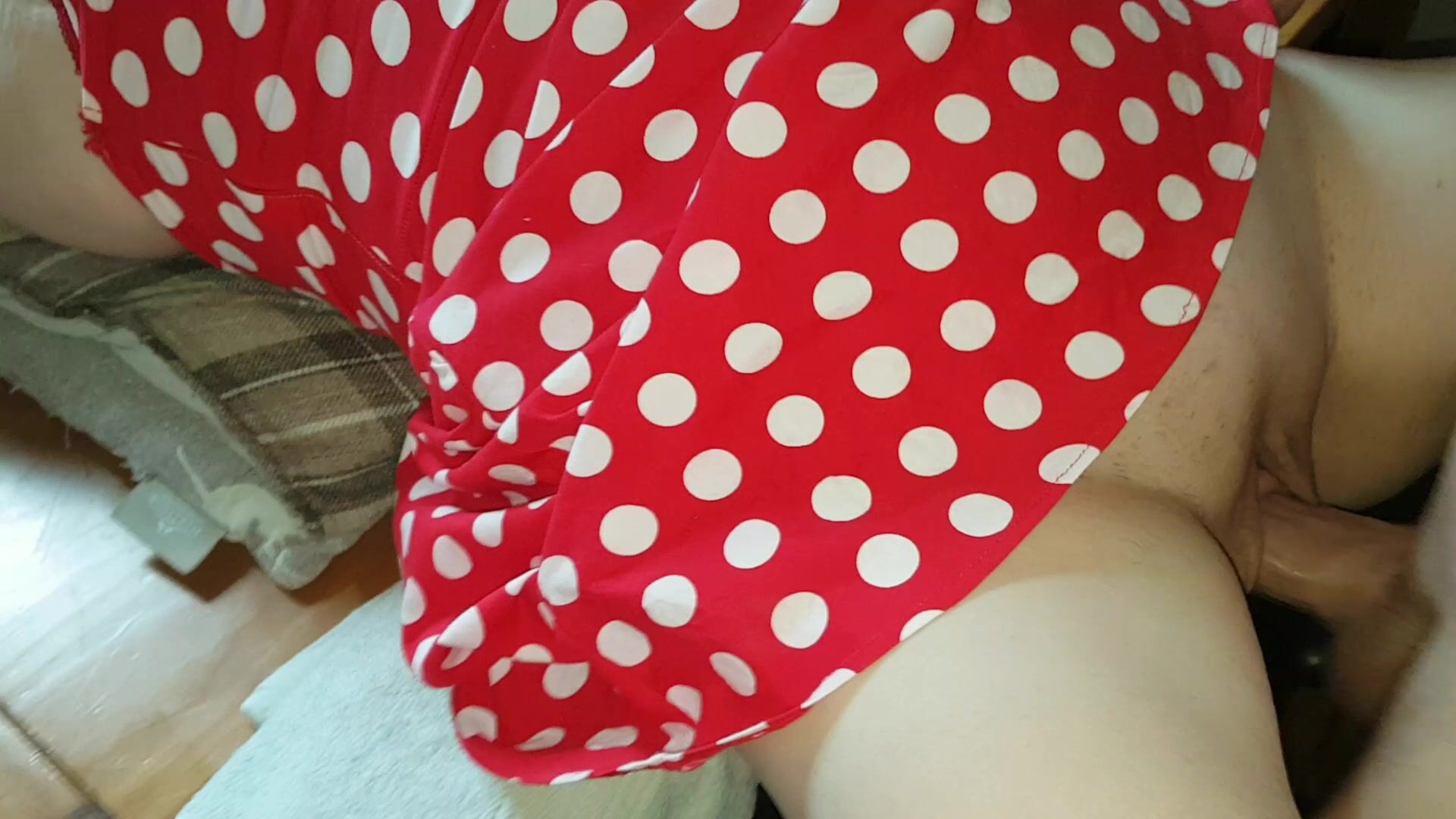 Sexy babe in polkadot dress